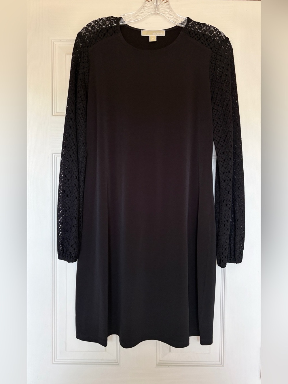 Michael Kors Black Long-Sleeve Crochet-Sleeve Dress